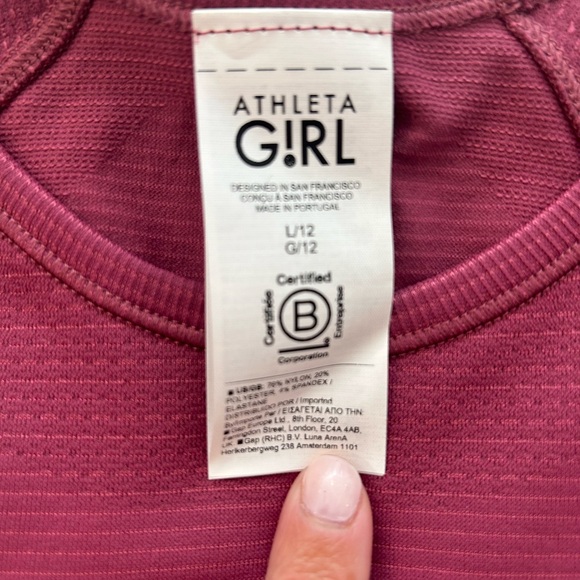 Girls Athleta Power Up Stripe Midi Tee. NWT. Size 12. - Picture 4 of 4